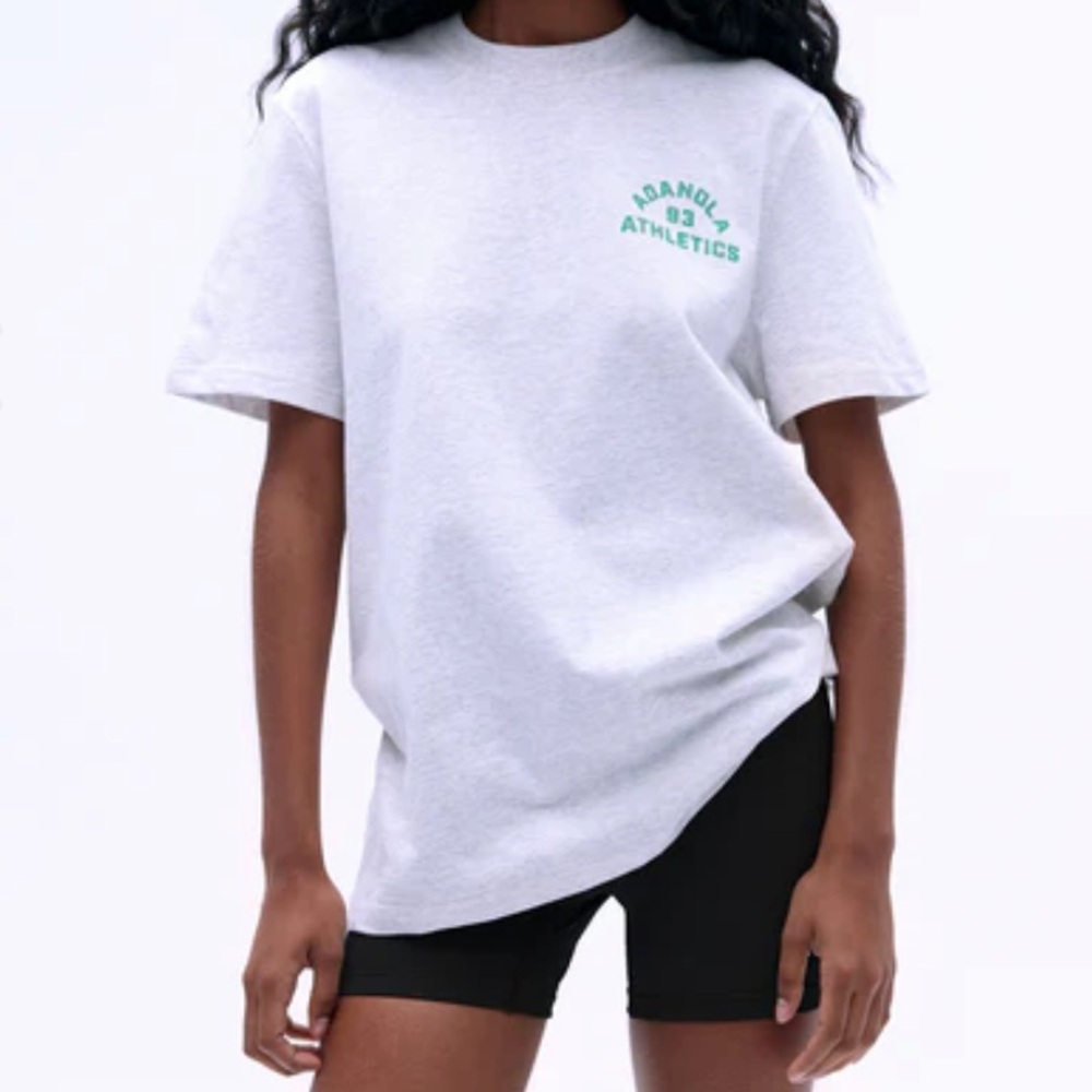 Campus Short Sleeve Oversized T-shirt - Light Grey Melange/Jade Green - medium